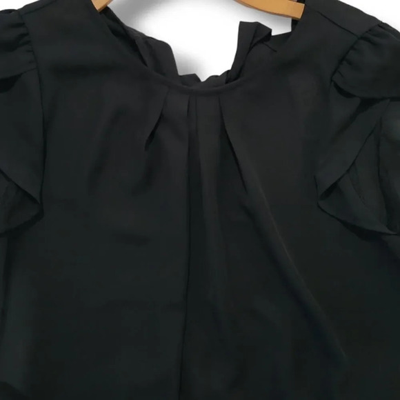 Papaya JUNIORS black Tulip short sleeves front Pleated blouse - medium - Picture 2 of 11